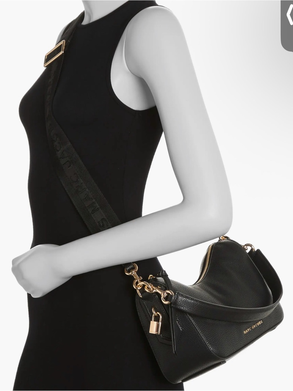 Marc Jacobs Black Pebbled Leather Shoulder Bag with Gold Hardware